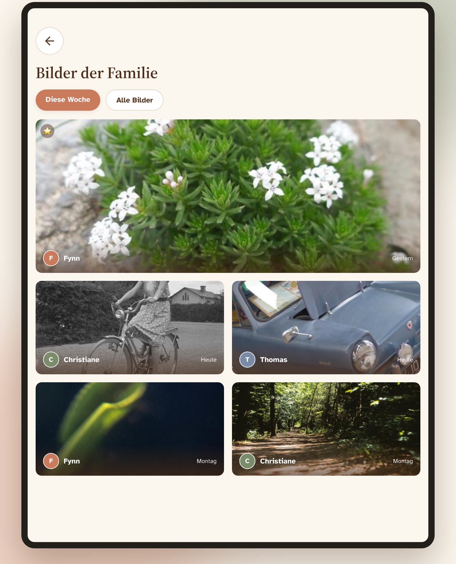 Agnes-Tablet: Fotos der Familie groß angezeigt